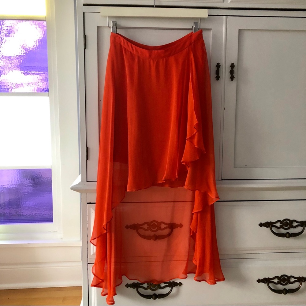 Line & Dot Chiffon High Low Skirt Small